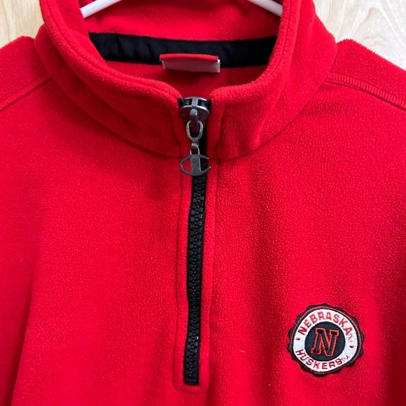 Champion University of Nebraska Sweater Mens L 1/4 Zip Pullover Cornhuskers Red - Picture 3 of 8